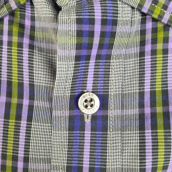 Alan Flusser Shirt Mens XL Purple Long Sleeve Button Down Cotton - Picture 6 of 14